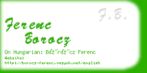 ferenc borocz business card